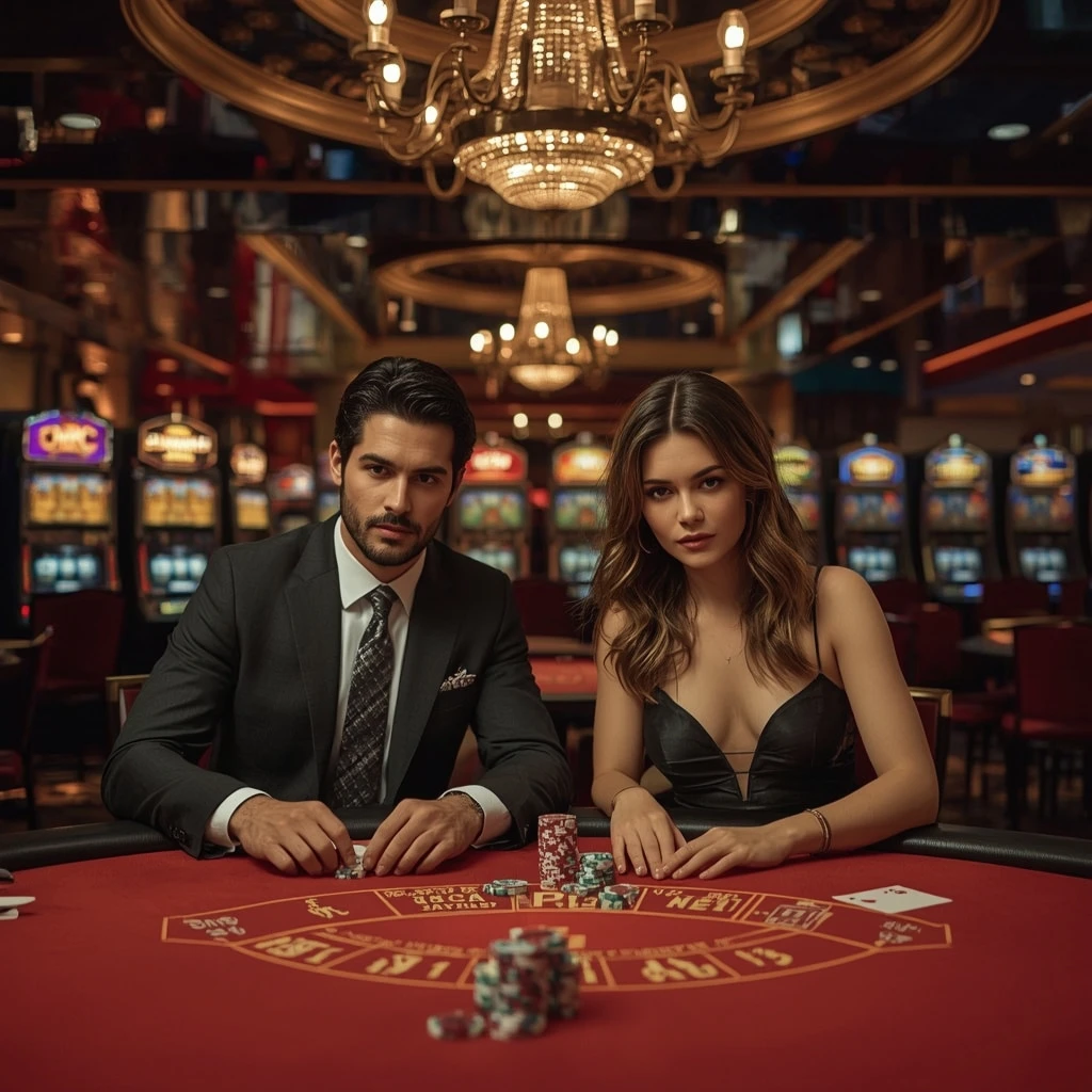 Deux joueurs de poker dans un OceanBets Casino